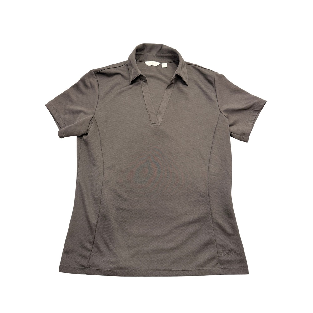 Lady Hagen V-Neck Polo Shirt Womens M Black Short Sleeve Golf Performance Top